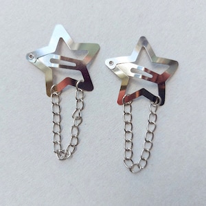 Silber Stern Kette Haarspangen Haarschmuck Sternschnuppe Haarnadel Gothik Haarspangen Whimsygoth Aesthetic Harajuku Grunge Schmuck Goth Punk