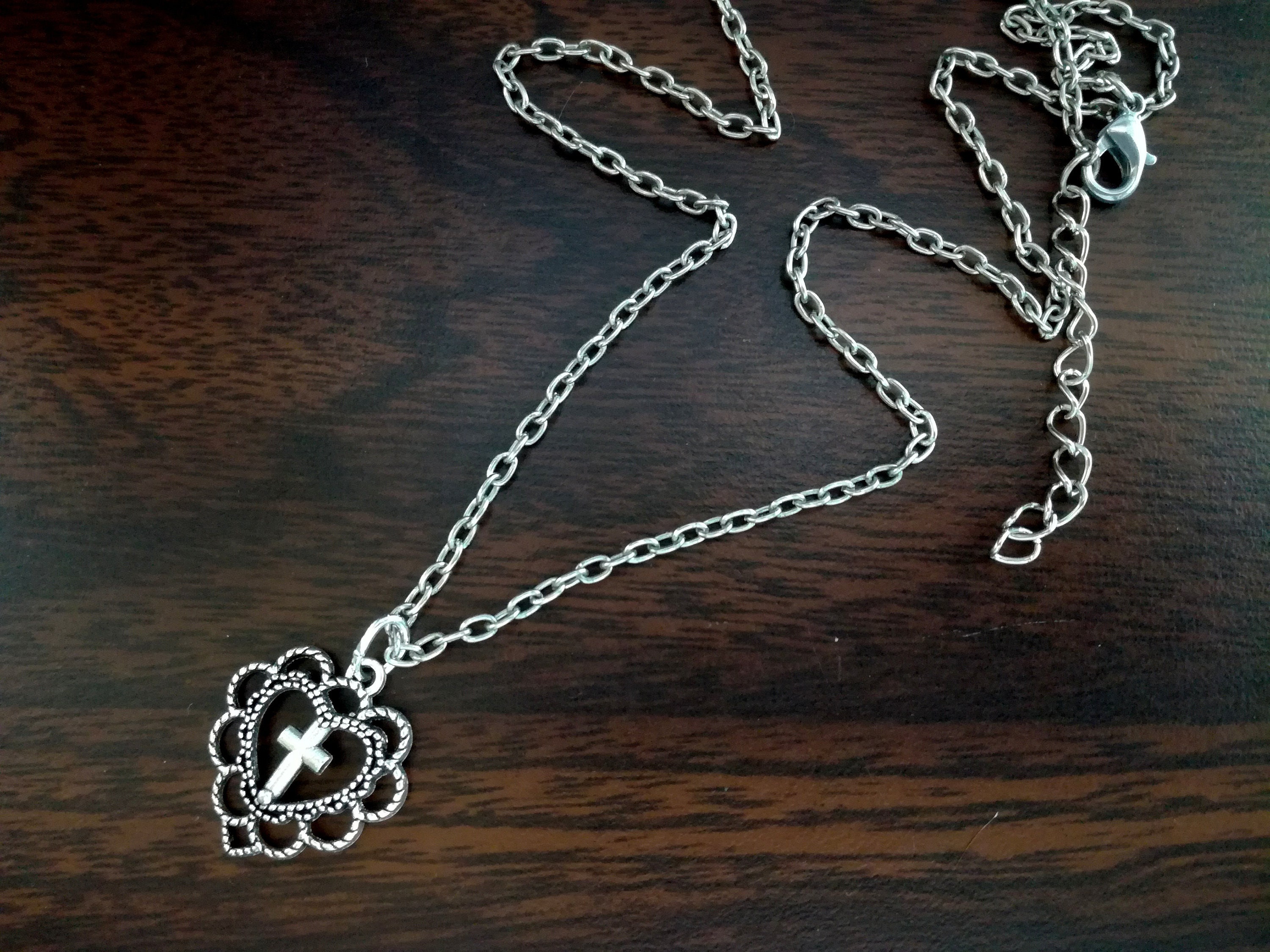 Heart cross necklace Misa anime necklace Gothic necklace Misa cross earrings Death earrings Openwork heart earrings Anime cosplay costume