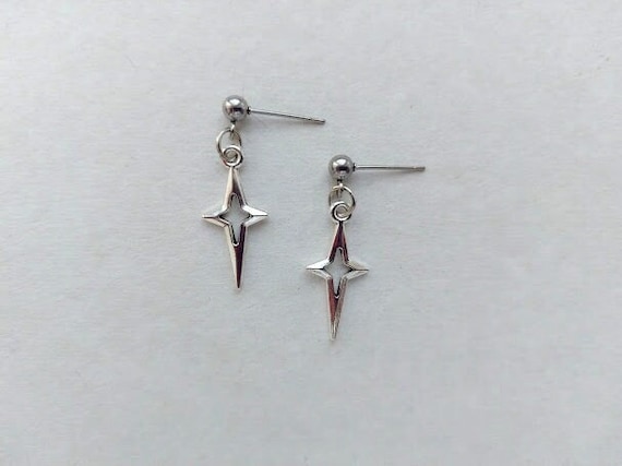North Star Earrings Silver Polar Star Earrings Stainless