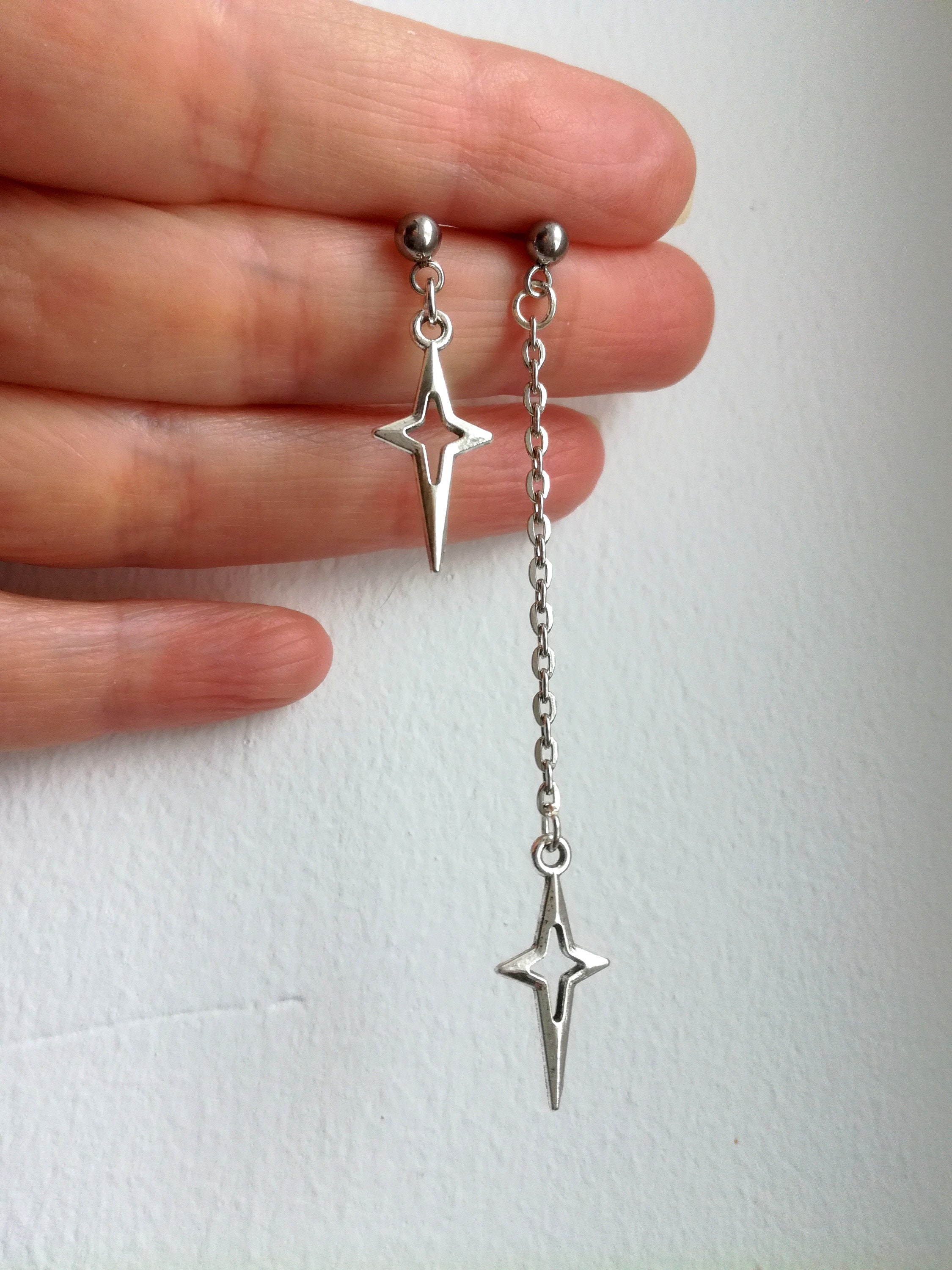 Schmuck Krone Paar Ohrhänger Ohrhänger Stern Mit Weißen Zirkonia, 925