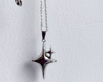 North Silver Star Necklace Falling Star Polar Star Celestial