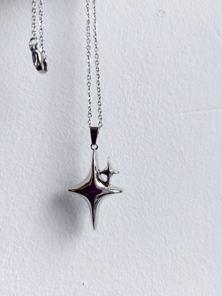 North Silver Star Necklace Falling Star Polar Star Celestial