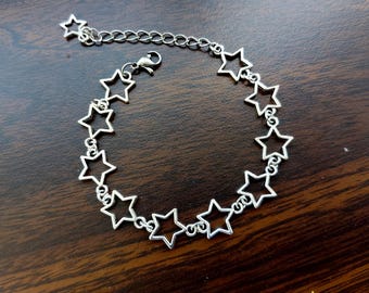 Silver star bracelet Celestial gothic bracelet North star Falling star Morning star Polaris  Rock star’s girlfriend Goth Alternative Y2K