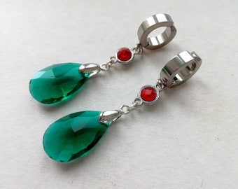 Boucles d'oreilles clip Howl's Boucles d'oreilles en cristal vert émeraude Boucles d'oreilles cosplay Collier Howl's Wizard howl cosplay Anime manga bijoux Cadeau