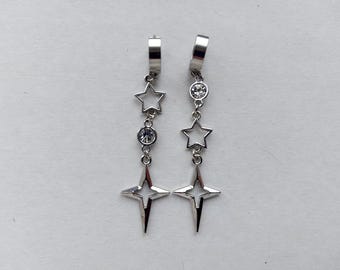 North star earrings Mismatched celestial earrings Gothic silver star earrings Spike starburst earrings Grunge jewelry Punk style Y2K Gift