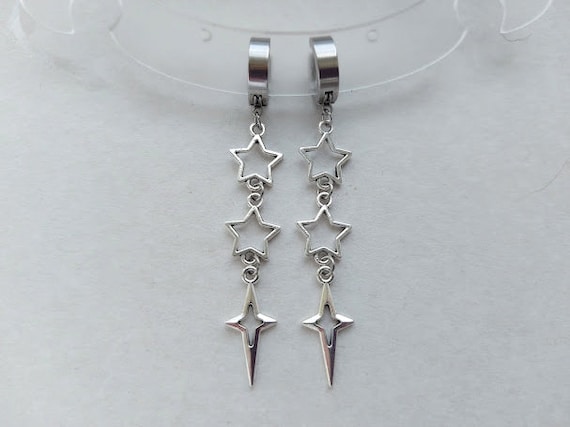 Silver Falling Star Earrings North Star Polar Star Y2K