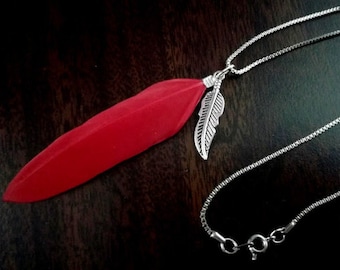 Hawks feather necklace Red feather necklace Red hawk wing Anime cosplay costume Hawks jewelry  Manga jewelry Gift for him