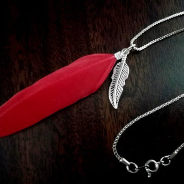 Hawks feather necklace Red feather necklace Red hawk wing Anime cosplay costume Hawks jewelry  Manga jewelry Gift for him