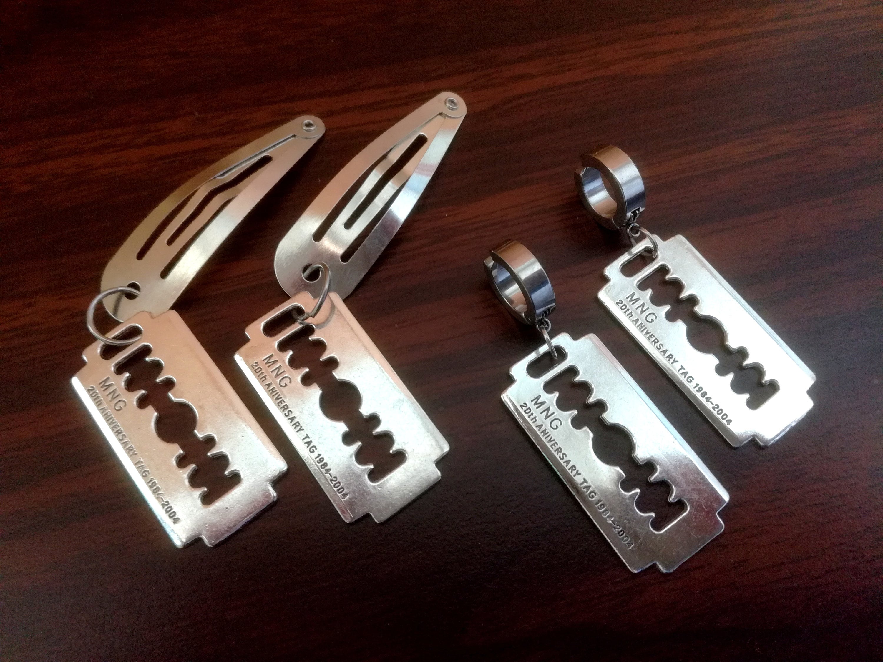 Razor Blade Hair Clips Stainless Steel Hoop Earrings With Razor