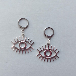 All seeing eye earrings Witchy earrings Witch jewelry Evil eye hoop earrings Hypoallergenic gothic earrings Eye In the sky Occult Medieval