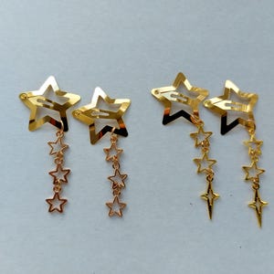 Gold star hair clip 1 Pair metal hair clips Falling star hair pin Shooting star gothic barrettes Harajuku Grunge jewelry Goth Punk style