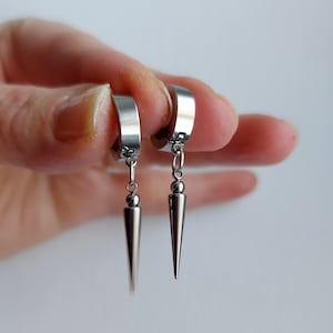 Gothic Spike Ohrringe Silber Spike Creolen Punk Rock Ohrringe Hypoallergen Unisex Y2K Spiked Punk Goth Grunge Schmuck Geschenkidee