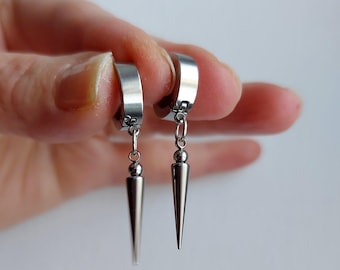 Gothic spike  earrings Silver spike hoop earrings Punk rock earrings Hypoallergenic  Unisex Y2K Spiked Punk Goth Grunge jewelry Gift idea