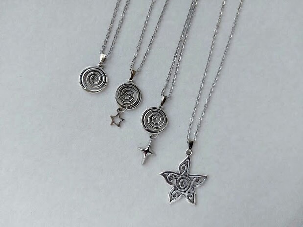 アクセサリー OPIUM- grunge spiral silver necklace Y2K New Trendy Vintage Spiral Pendant Necklace Women Men Y2K