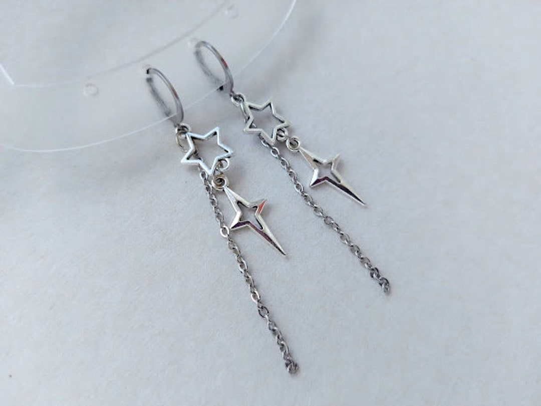Silver North Star Earrings Polaris Star Earring Celestial