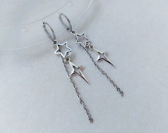 [STONE HENgE] 韓国☆925 Silver☆Polaris Silver Earrings 2 Silver North Star Earrings Polaris Star Earring Celestial