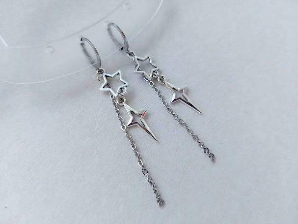 Silver North Star Earrings Polaris Star Earring Celestial