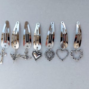 1 Pair metal hair clips Gothic spike heart Skull moth hair clips Vintage cross Saturn orb hair clips  Harajuku Grunge Goth Devil Punk style
