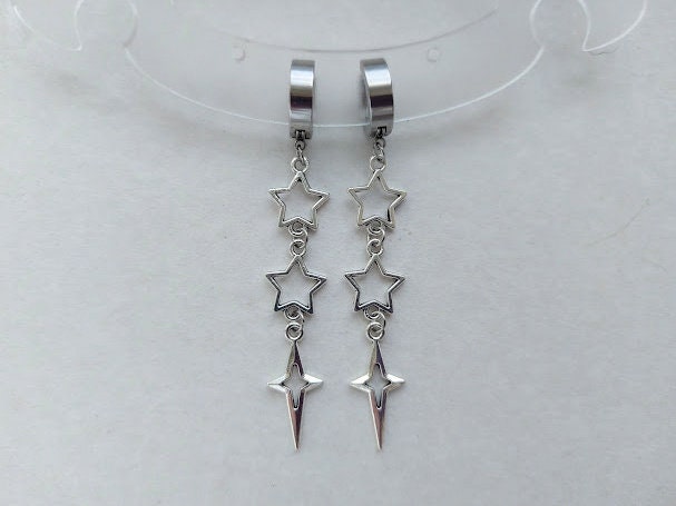 Silver Falling Star Earrings North Star Polar Star Y2K