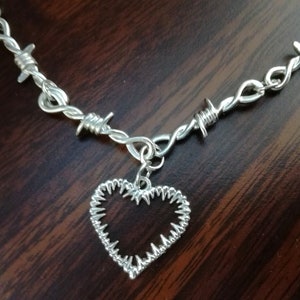 Barbed wire necklace Spike chain choker Heart necklace  Misa anime necklace Grunge Goth Adjustable Devil  Punk Emo Horror Witch Demon Evil