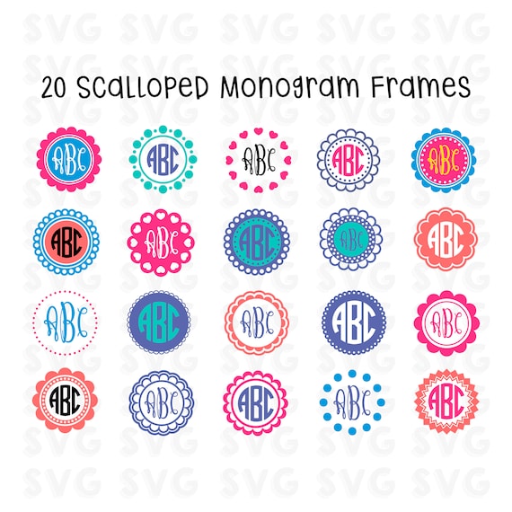 Download Scalloped Monogram Frame Svg Eps Dxf Png Circle Monograms Etsy