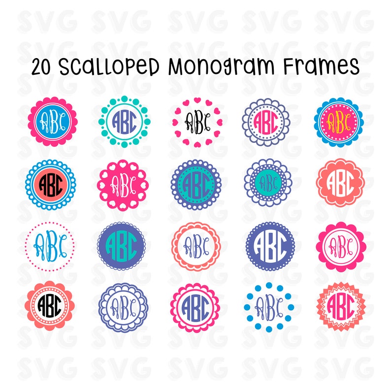 Download Scalloped Monogram Frame Svg Eps Dxf Png Circle Monograms ...