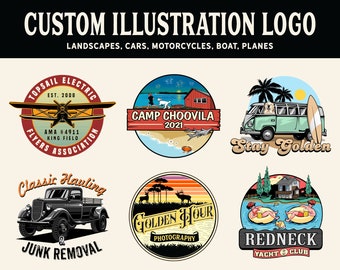 Custom Logo Illustration Landscapes with Amazing Details, Logo Design, Logo Designer, Graphic Designer, Outdoor Logo Design, Farm Logo, Logo