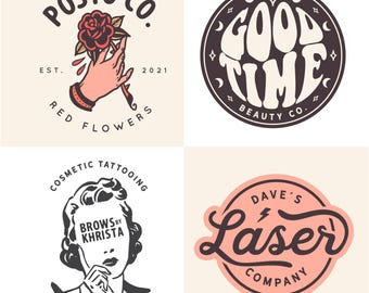 Custom Digital Logo – Vintage, Retro, Boutique & Photography Branding – Editable Handmade Logos for Creative Small Businesses