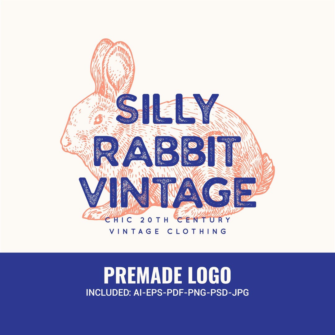 Rustic Rabbit Logo Vintage Rabbit Logo Design: Hand-drawn Bunny for Cottagecore Brands - Etsy