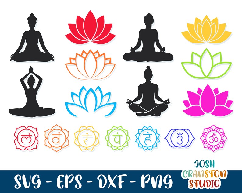 17 Yoga SVG Files Yoga Pose Svg Chakra Symbols Budha Svg Etsy