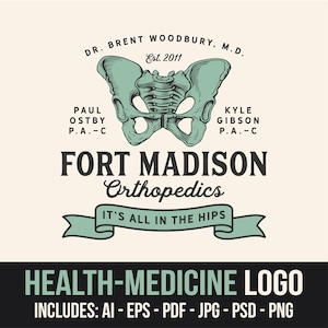 Medizinisch und Orthopädisches Logo für Praxen, Therapeuten und Ärzte | Benutzerdefiniertes Wellness-Branding | Gesundheit Illustration Logo Design