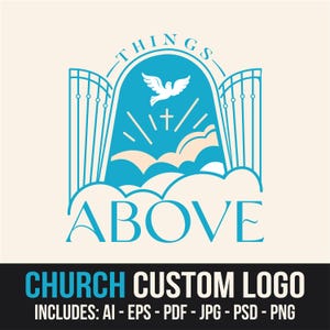 Church Logo for Ministries, Christian Brands or Faith Projects – Custom Religious Design with Dove, Cross & Heaven Symbolism