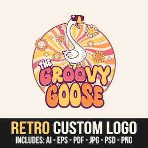 Diseño de logotipo retro para pequeñas empresas: logotipo con letras o ilustraciones personalizadas al estilo de los años 70