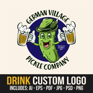 Drink Logo Design – Custom Cartoon Logo for Pickle Brands, Breweries, Bars, Fermented Foods & Beverage Startups