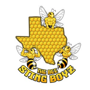 Texas Bee Premade Logo, Strong Bee Mascot Logo, Cartoon Honey Branding, Bold Apiary Identity, Muscle Bee Logo for Beekeepers