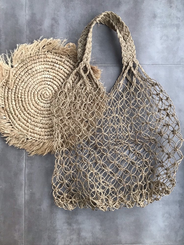 Sac Cabas Entièrement Tressé à La Main en Corde - Panier Balinais
