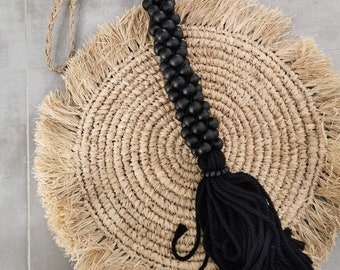 Large curtain tieback or door tassel - black color L 70 cm