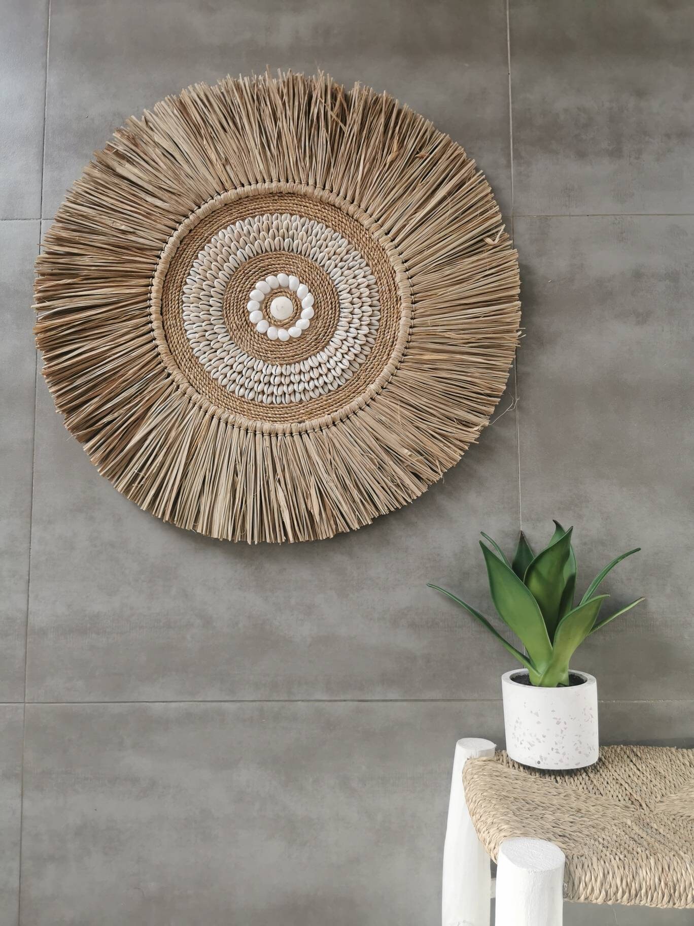 Jujuhat Xl Centre en Coquillages et Fibres Naturelles- Diametre 60 cm - Modèle Ryo Iii