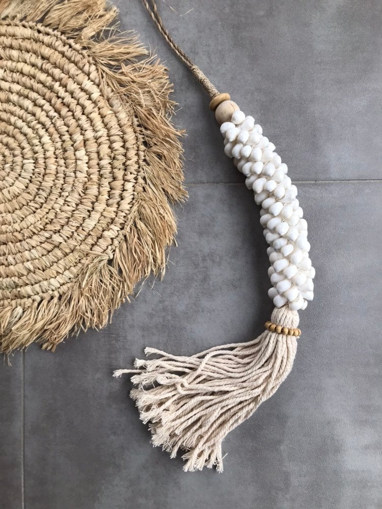 Embrase de Rideau ou Pompon Porte Coquillages Coloris Blanc