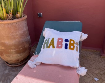 Hand-embroidered Berber cushion cover - Chabi Chic spirit - Habibi model in bright colors (my darling)