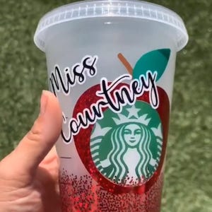 Personalisierte Lehrer Apple Glitter Cold Cup: Wertschätzungsgeschenk