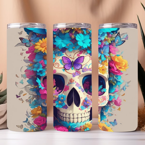 Illustrated Sugar Skull Digital Straight Wrap