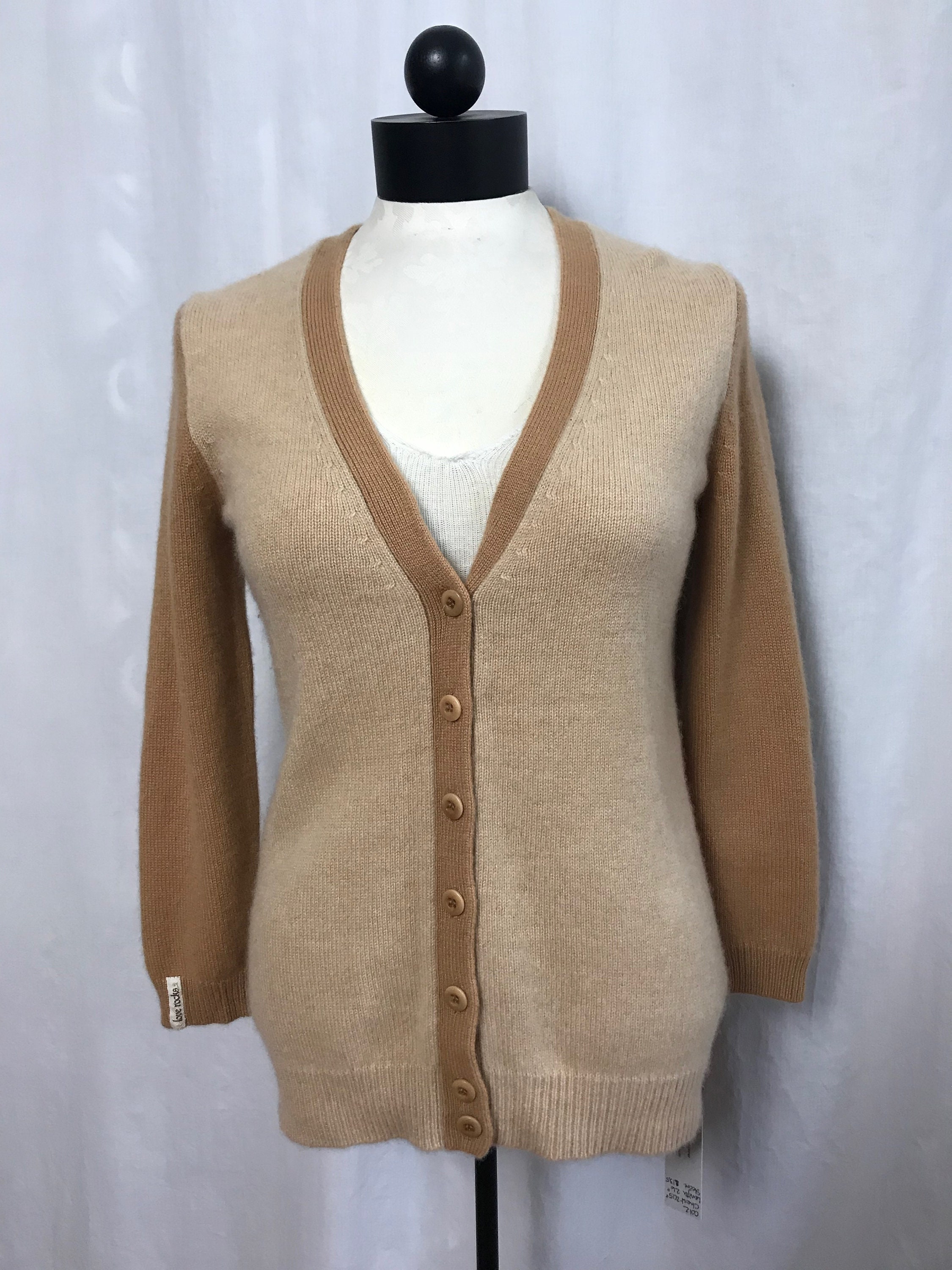 tan cashmere cardigan