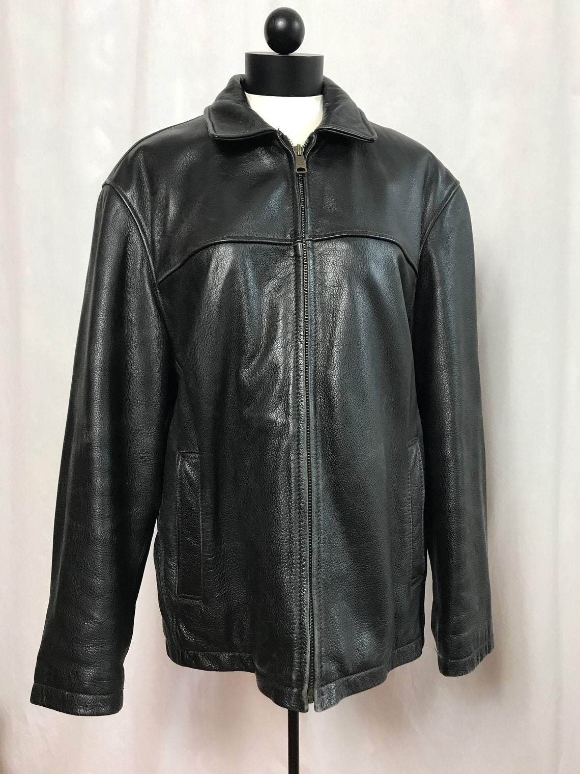 Mens Dockers Leather Jacket Large Fully Lined Size M Etsy