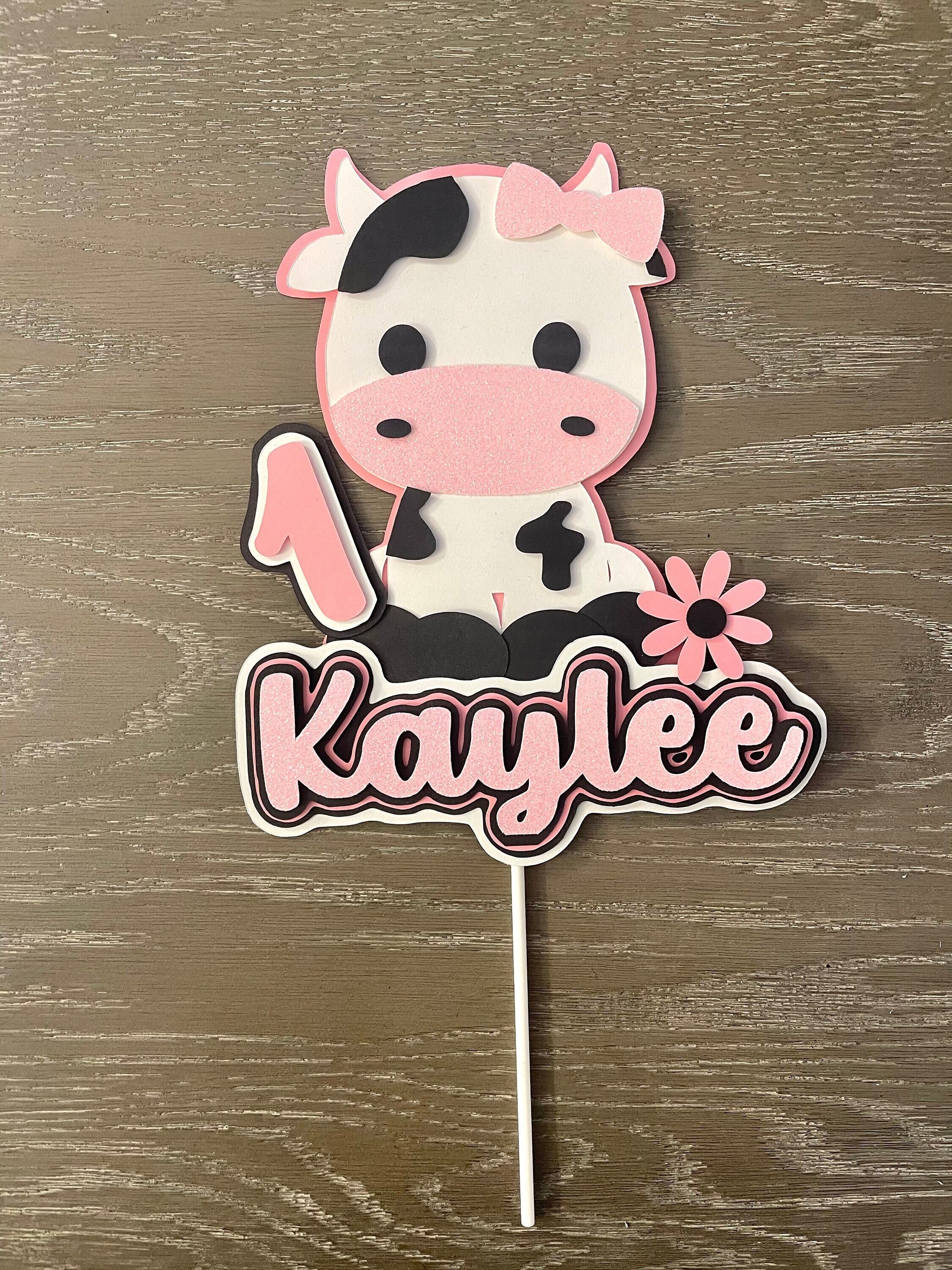 Cow Cake Topper, Pink Cow Birthday Cake Topper, Holy Cow I'm One