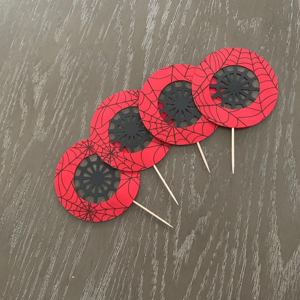 Spiderman Cupcake Toppers Etsy