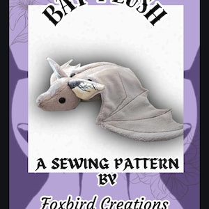 Puede incluir: Un patrón de costura para un juguete de peluche de murciélago. El patrón es una descarga digital, no un artículo físico. El patrón es de Foxbird Creations.