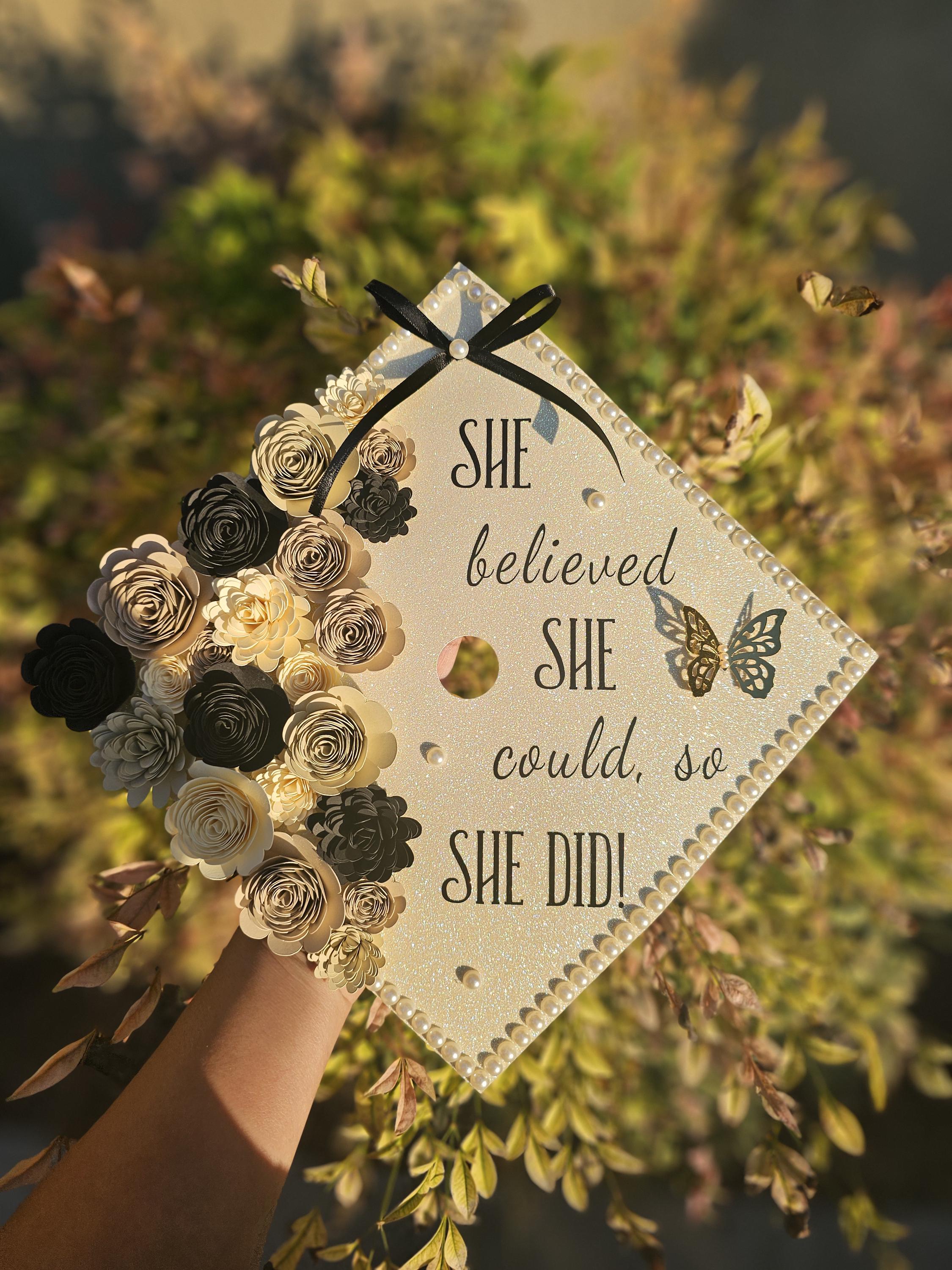 Graduation Cap Topper Custom/ Personalize/ 3D Flowers Roses and ...