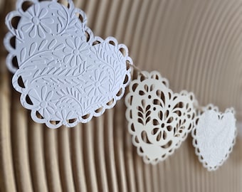 Papel Picado Corazón Cupcake Banner, Cielito Lindo Fiesta Mexicana Decoración, Talavera, Boda, Cumpleaños, Bebé, Ducha Nupcial, Viva La Novia