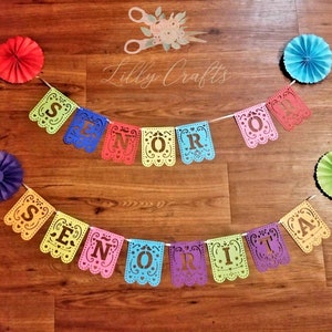Señor or Señorita Gender Reveal Banner / Fiesta Papel Picado Theme Fiesta Party Decoration / Luchador or Luchadora